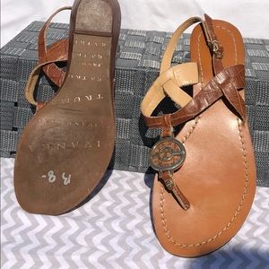 Ivanka Trump brown gold flat sandals 7.5 medium